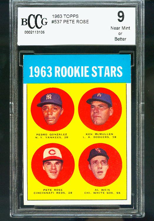 1963 Topps PETE ROSE Rookie Cincinnati Reds BGS BCCG 9